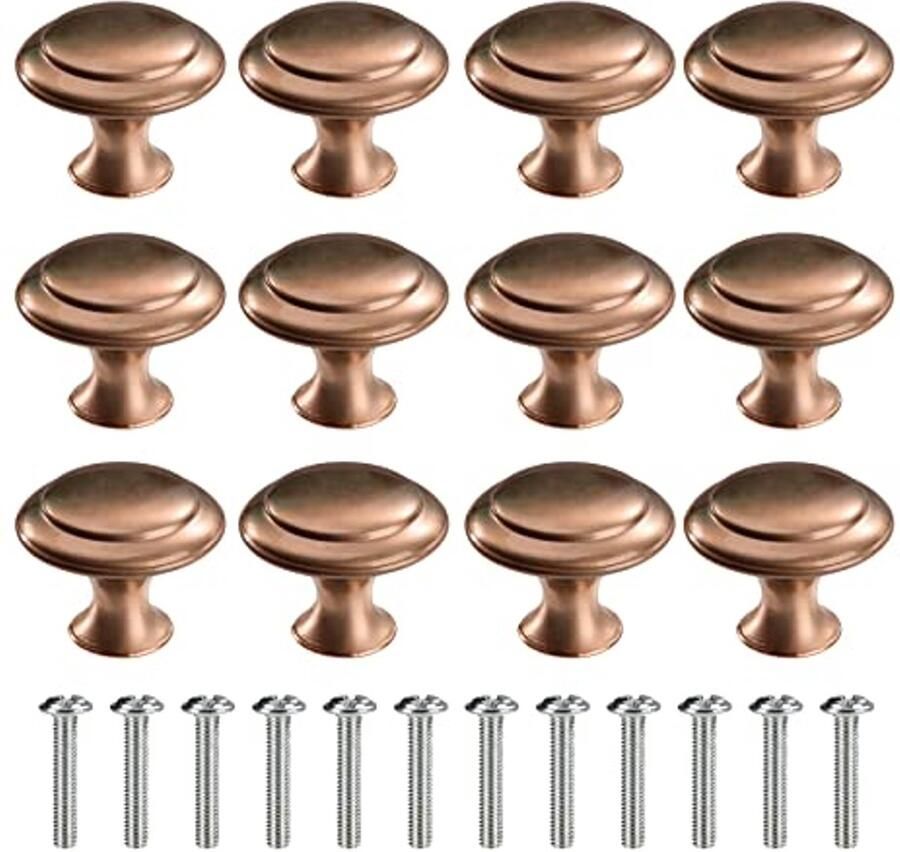 Ronde ladeknoppen voor meubels 30 mm 12 stuks koper rood