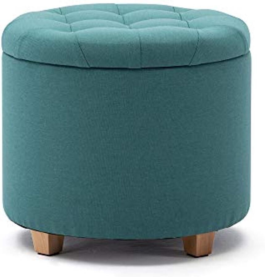 Ronde Linnen Opberg Ottoman Stool 45cm Voetenbank en Extra Zitplaats