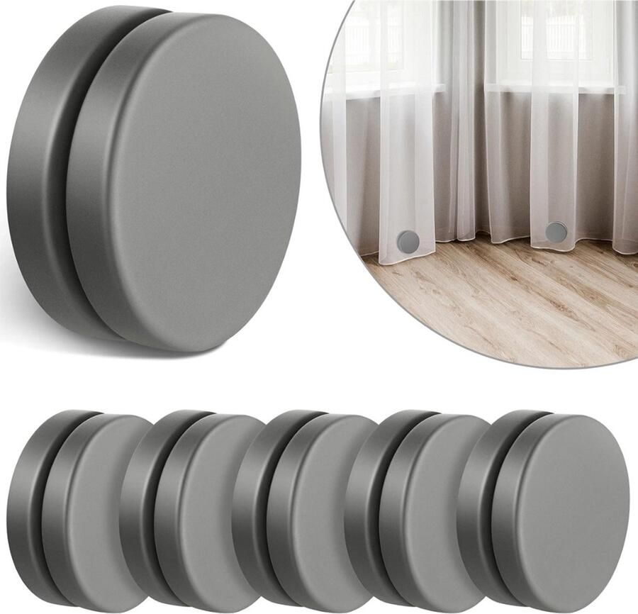 Ronde magnetische douchegordijn gewichten sterke magneten waterdicht voor gordijnen tafelkleed (grijs 6)