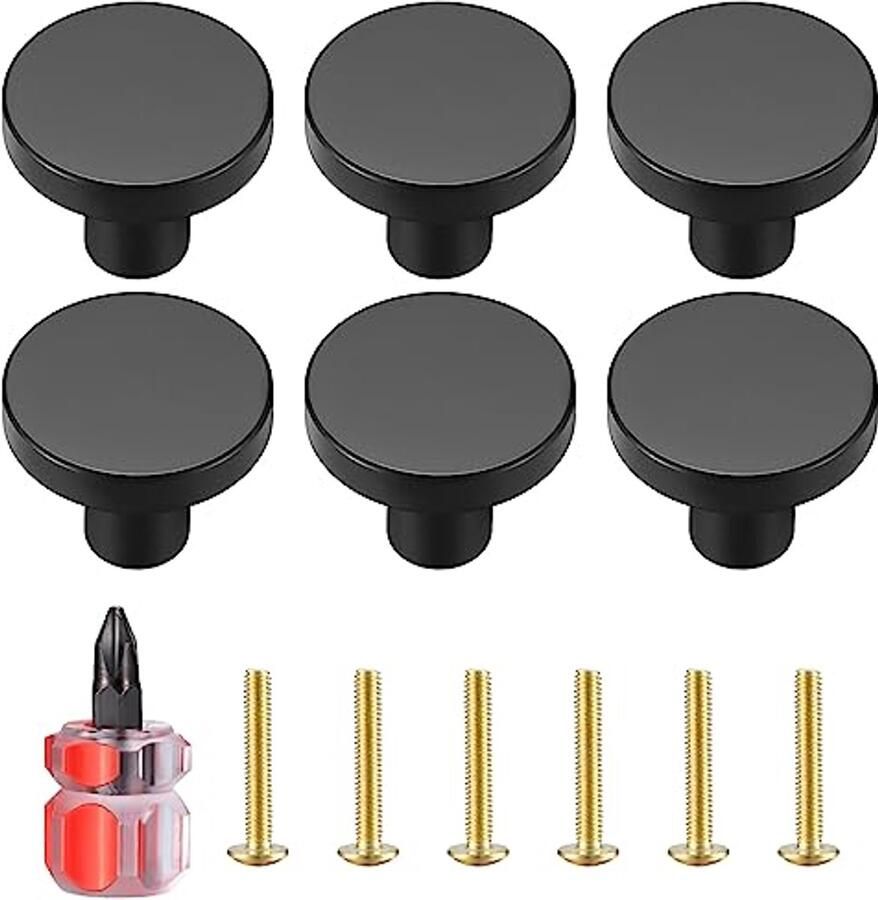 Ronde messing kastknoppen voor kasten en lades Roestvrijstalen handgrepen met schroeven (set van 6)