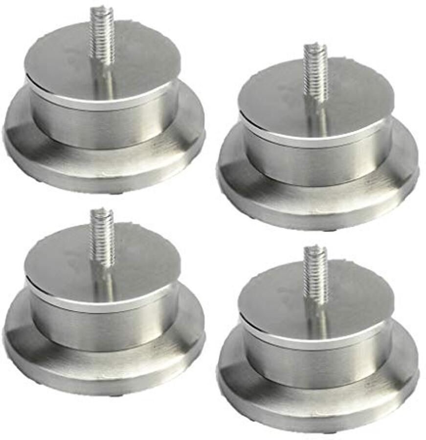 Ronde metalen meubelpoten voor tafels en kasten 4 stuks RVS M8 schroef (3 cm)