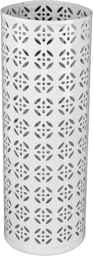 Allecto Plus Ronde Metalen Paraplubak voor Entree Decoratieve Paraplustandaard Wit Klein