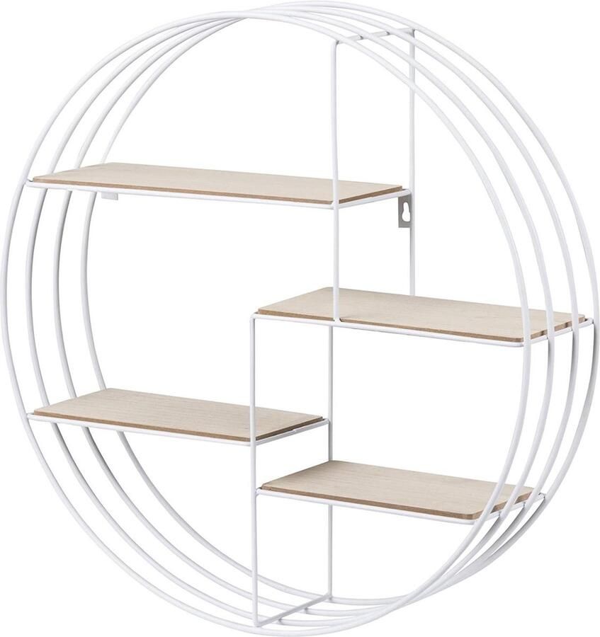 Ronde metalen wandplank met 4 planken kleine wanddecoratie zwevende plank industriële stijl diameter 10 x h 45 cm72166
