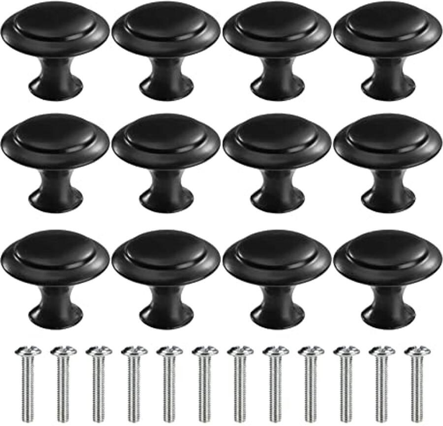 Ronde Meubelknoppen voor Kasten en Laden Zwart 30 mm 12 Stuks