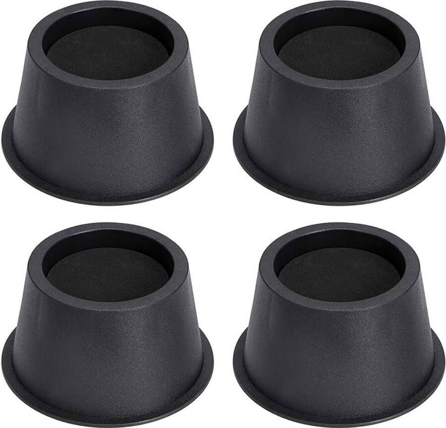 Ronde meubelverhogingen voor het verhogen van bedden tafels en andere meubels duurzaam set van 4 plastic zwart 5 cm