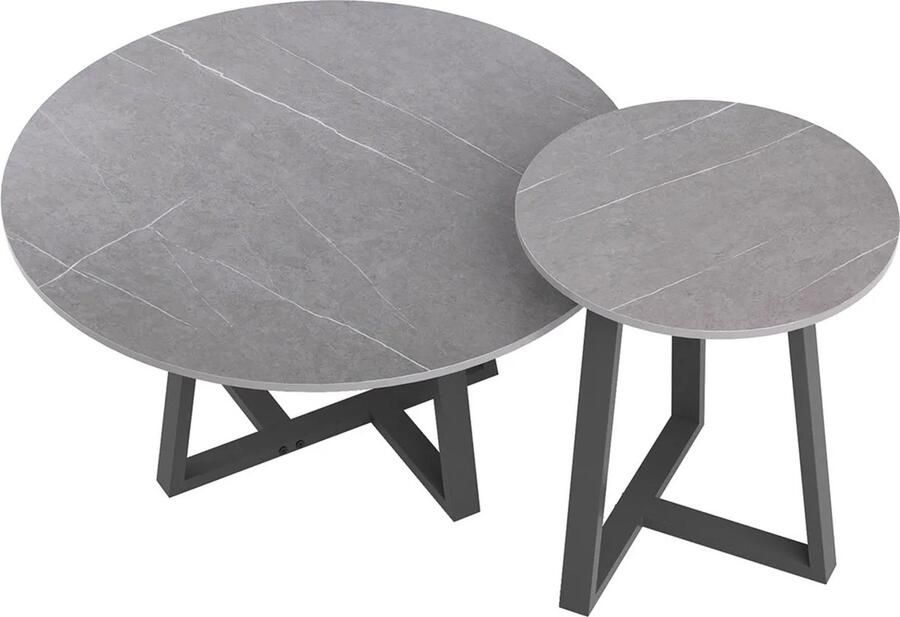 Ronde moderne Salontafel marmer Set van 2 GRIJS