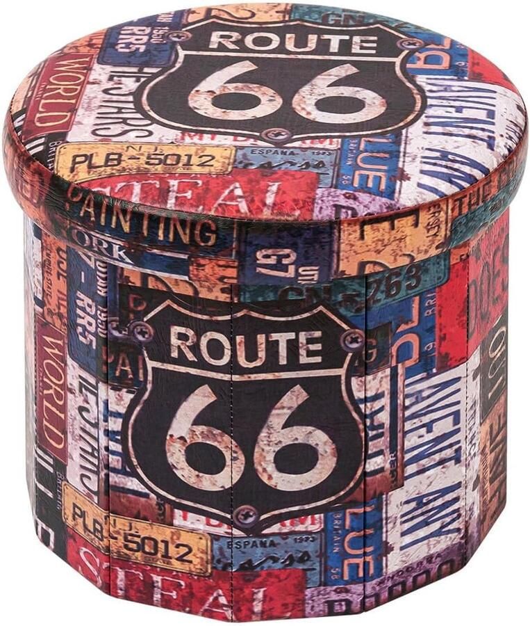 Ronde Opbergkruk met Deksel Multifunctionele Voetenbank voor Speelgoed en Comfort