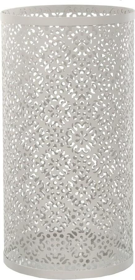 Ronde opengewerkte parapluhouder metaal wit 24 x 45 cm