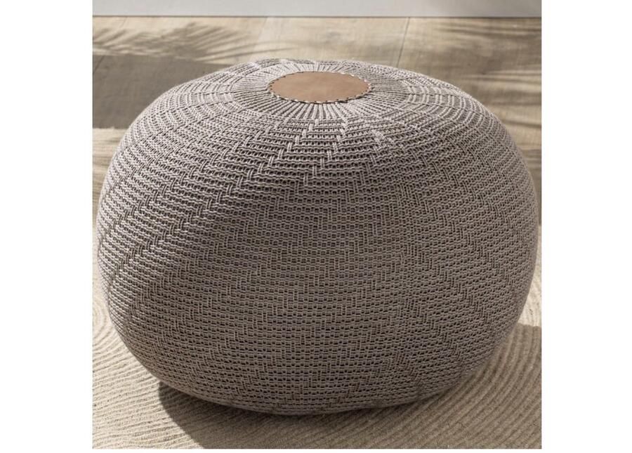 Ronde Poef Gebreide Poef Kruk Zitkussen Boho Home Decor Extra Zitvloer Kussen voor Woonkamer Slaapkamer Binnen Buiten 37 x 50 cm Bruin