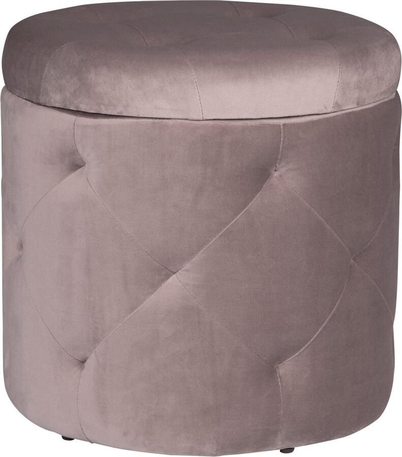 Bolt Edge Ronde Poef Roze Velvet Met opbergruimte 39.5x39.5x40cm