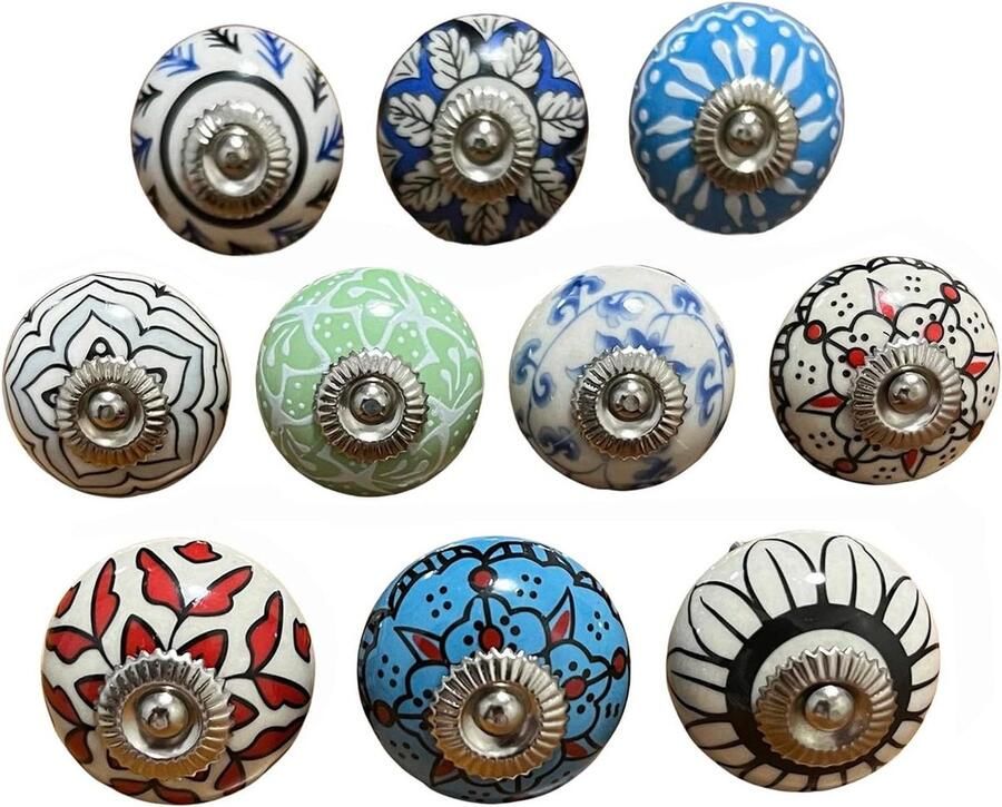 Ronde porseleinen knoppen 10 stuks kleurrijke keramische handgrepen voor laden meubeldecoratie