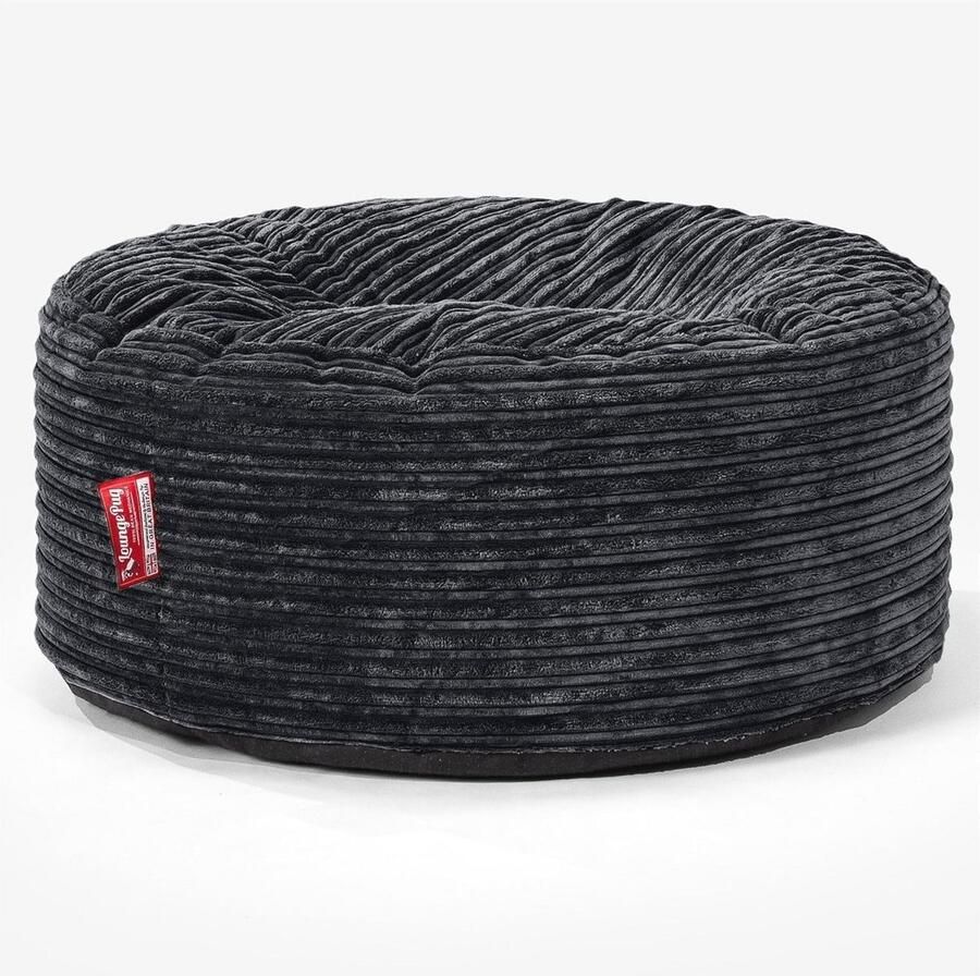 Ronde Pouf Zitzak Corduroy Zwart Stijlvolle en Comfortabele Zitoplossing