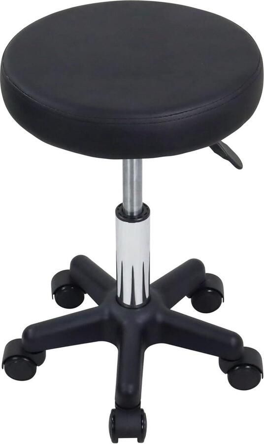 Ronde Rolling Kruk Hoogte Verstelbaar Kruk Met Wielen Spa Salon Massage Zwart Kruk