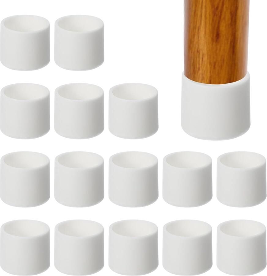 Ronde Rubberen Stoelpootdoppen 1 3 16 Inch 16 Stuks Witte Kunststof Meubelbeschermers