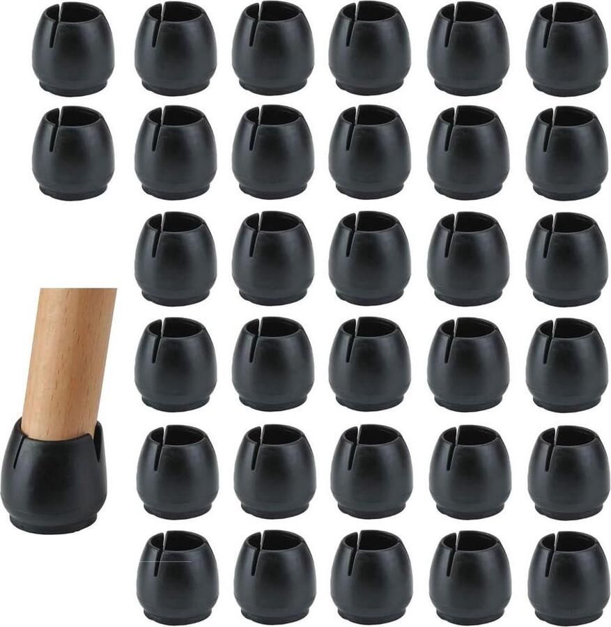 Ronde rubberen stoelpootdoppen 32 stuks 17-21 mm diameter antislipbeschermers voorkomen krassen houten tegels laminaatvloeren zwart greepmateriaal huishoudelijke artikelen stoelpootbeschermers