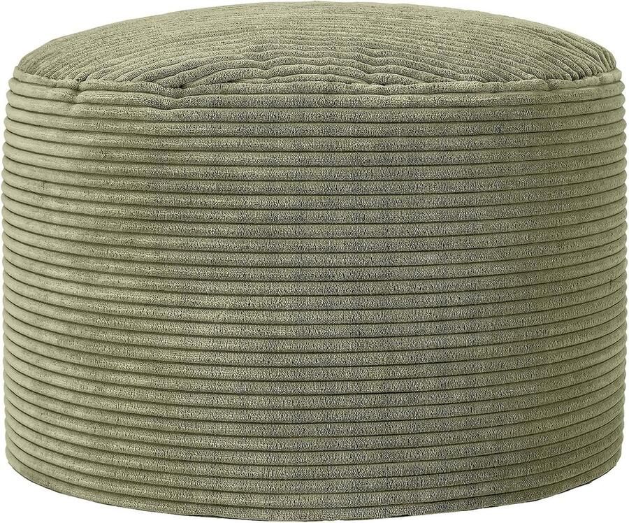Ronde Salie Groene Zitzak Hocker Comfortabele Voetenbank van Corduroy stof