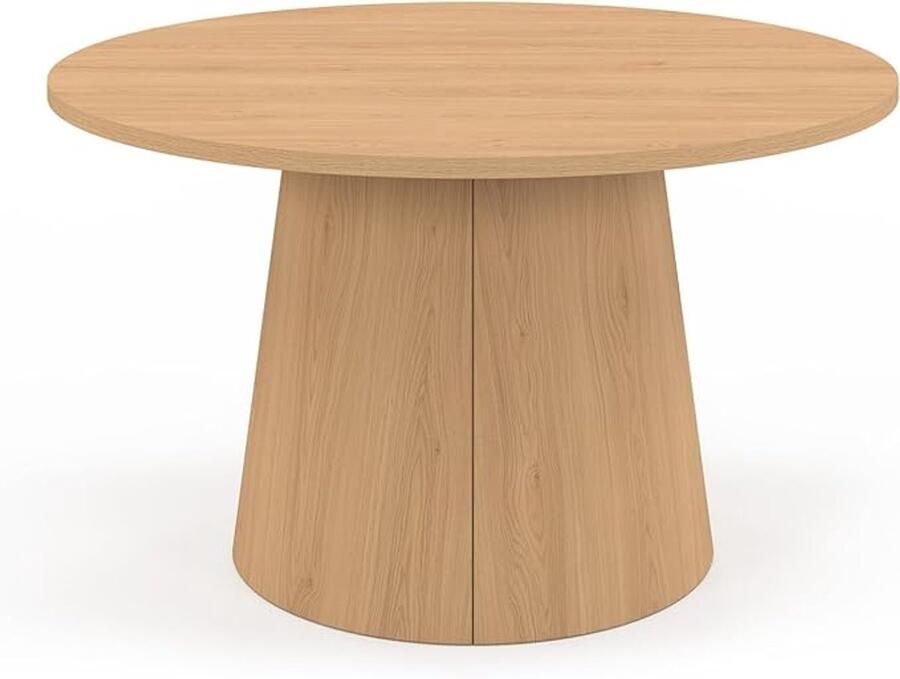 Ronde salontafel Angele 70 cm – Centrale houten poot beukenlook