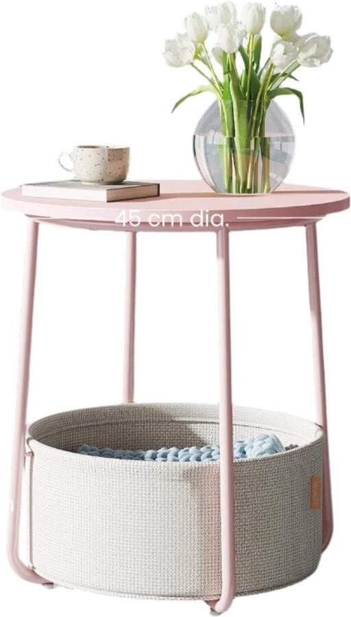 Ronde salontafel Kleine tafel bijzettafel ruimtebesparend ontwerp 45 cm x 50 cm roze bruin