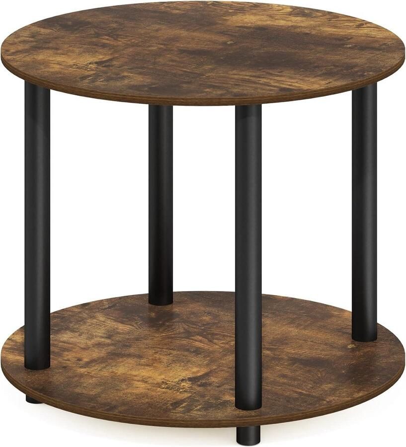 Ronde houten salontafel met 2 niveaus amber grenen 1-pack