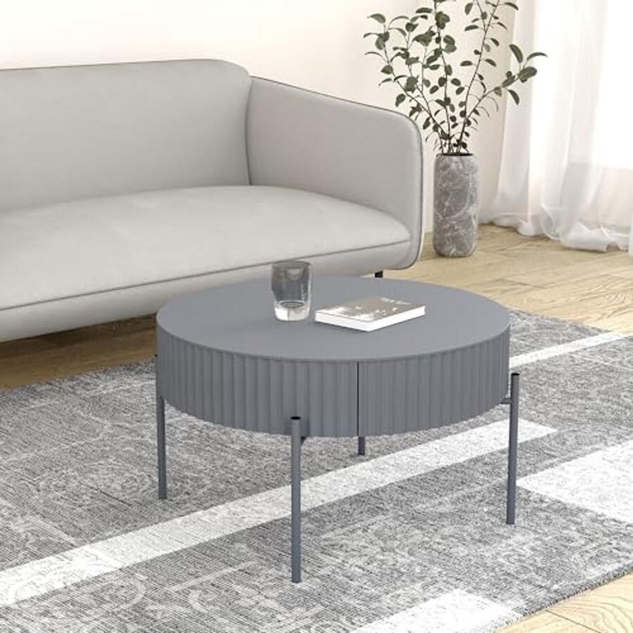 Ronde Salontafel met Lade Stijlvolle Bijzettafel Ø60 cm