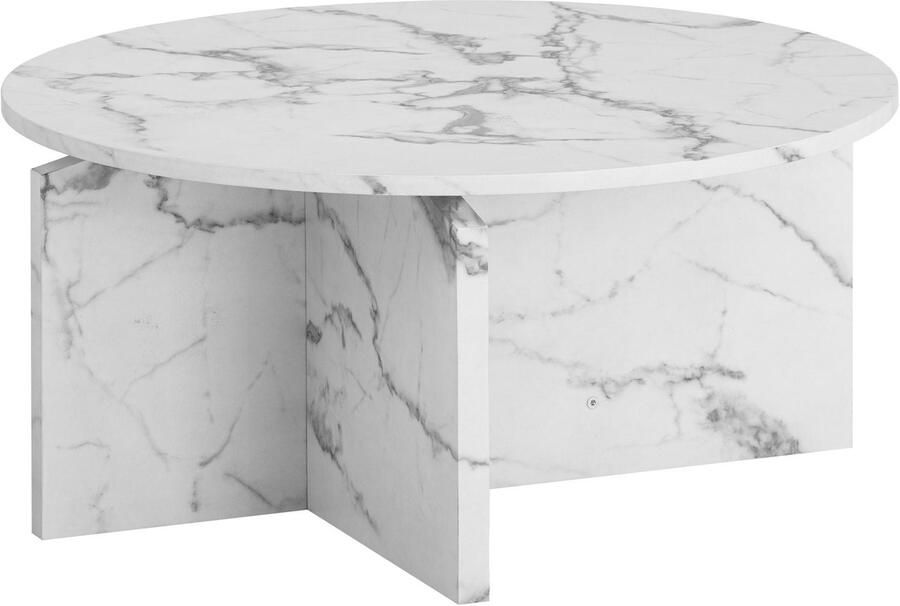 Ronde salontafel moderne marmeren look elegant meubels antislip pads 70 cm x 70 cm x 33 cm