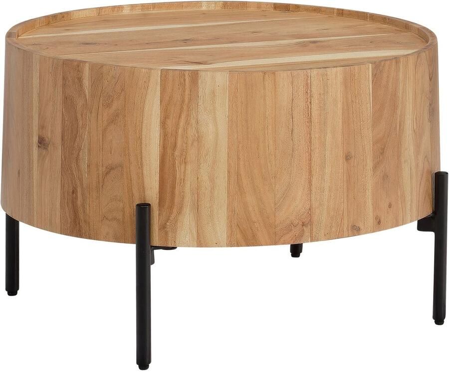 Ronde salontafel moderne meubels Acacia houten tafel robuuste benen antislip knoppen 60 cm x 60 cm x 41 cm