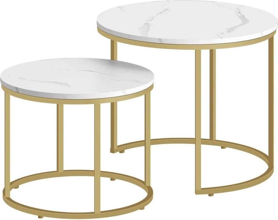Ronde Salontafel Set van 2 Industrieel Design voor Woonkamer en Keuken Compact en Modern