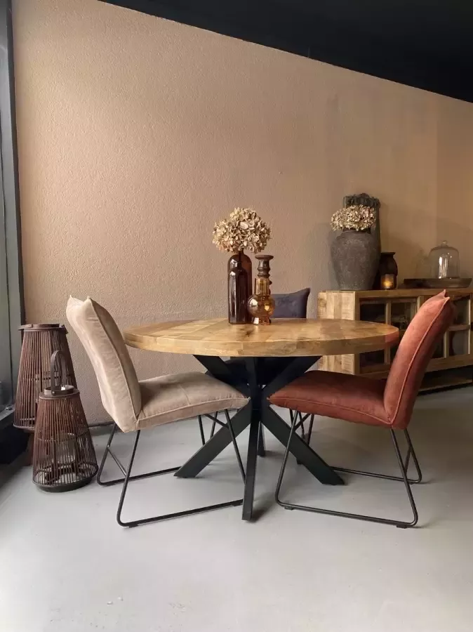 Sfeerwonen Enzo Eettafel Rond 100 cm mangohout NATUREL