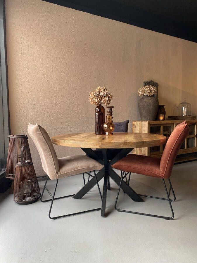 Ronde tafel spin poot 140 cm mango hout
