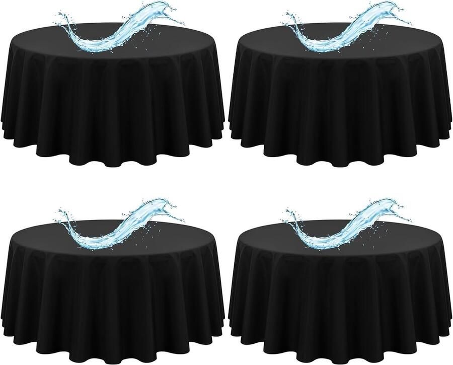 Ronde Tafelkleden Set van 4 Waterdicht Zwart 305 cm Polyester
