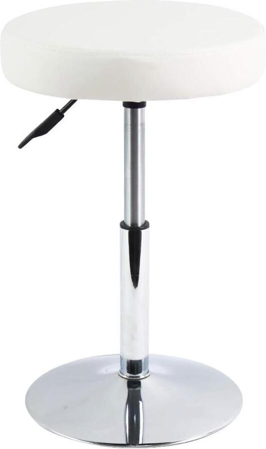 Ronde verstelbare kapkruk Draaibare lederen winkelkruk voor salon en manicure Klein wit