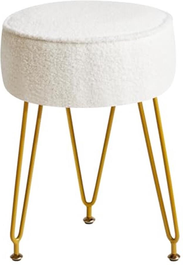 Ronde voetensteun en make-uptafel multifunctionele kruk voor woonkamer en slaapkamer wit