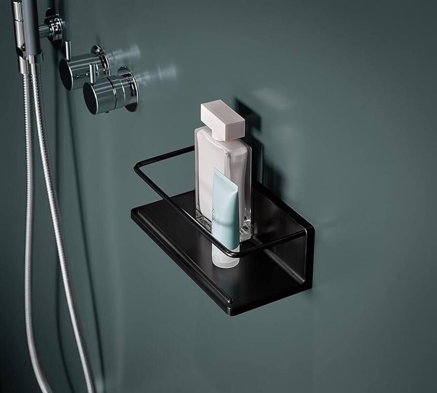 Ronde wandmand zwarte doucheplank kunststof