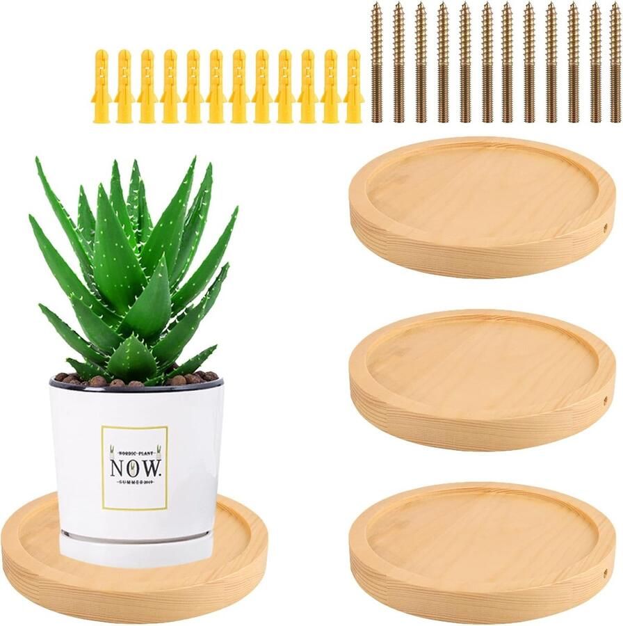 Ronde Wandplank 4 Stuks Diameter 15 cm Mini Wandplank met Schroeven Houten Wandplanken voor Planten Kaarsen Foto's Tentoonstelling