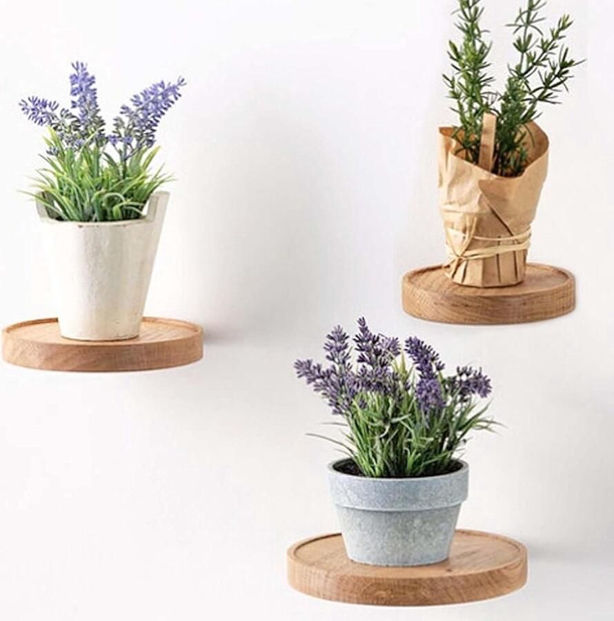 Ronde wandplanken zwevende planken 3 stuks Ø 15 cm hout