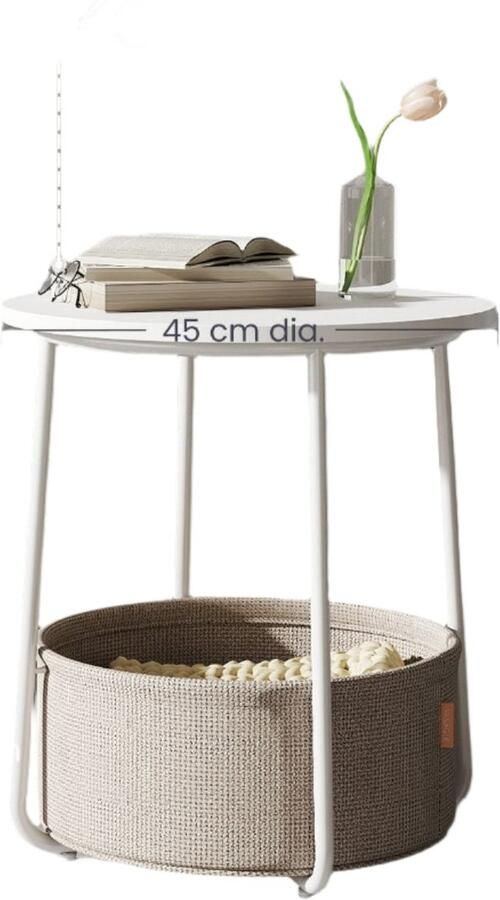 Ronde zijtafel kleine salontafel compacte tabel eenvoudige opslag 45 cm d x 50 cm h
