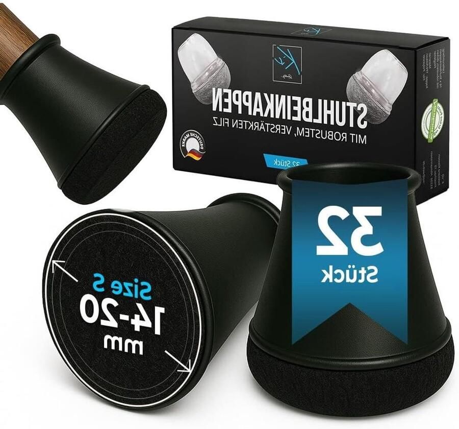 Ronde Zwarte Stoelpootdoppen 32 stuks 14-20 mm Viltdoppen voor Stoelen Stoelsokken Beschermkappen voor Stoelpoten