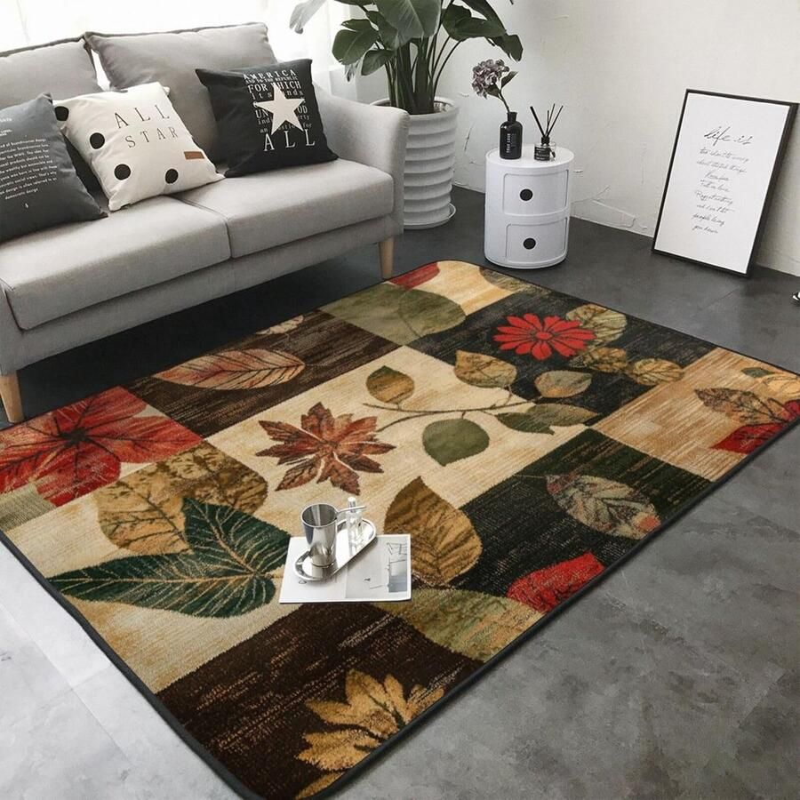 Rood Floral Tapijt Laagpolig Wasbaar 150 cm