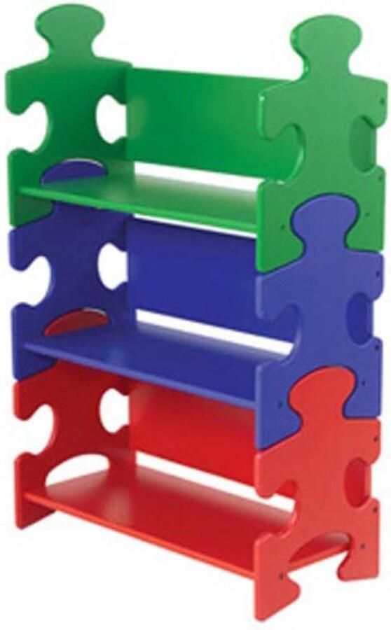 Rood-groen-blauwe kindermeubilair boekenkast met 3 planken voor kinderkamer Puzzelboekenkast Boekenkast kind