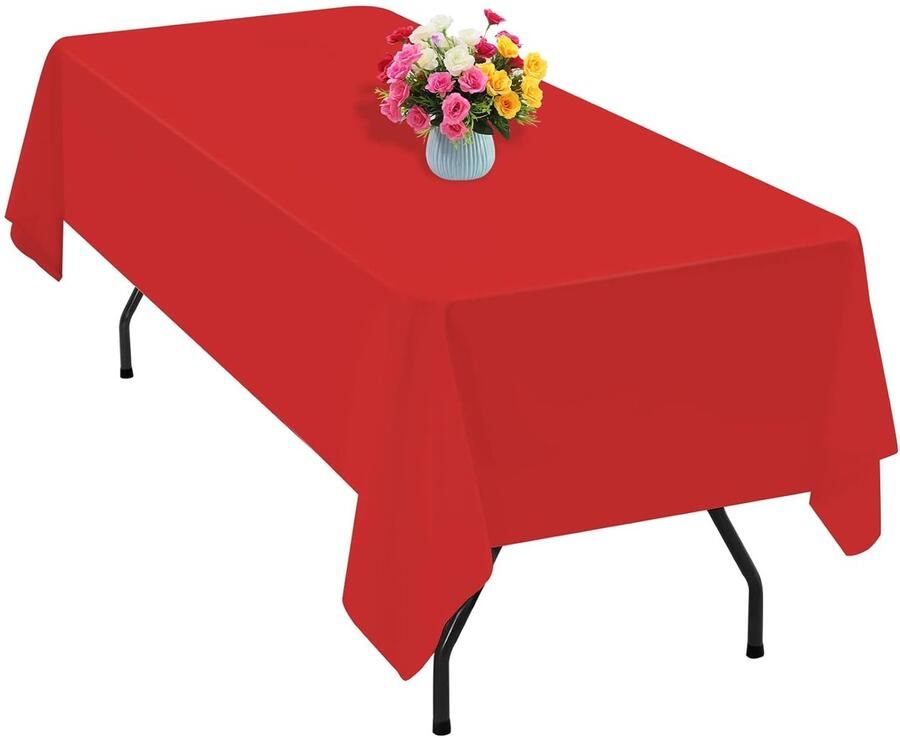 Rood tafelkleed luxe polyester 1 stuk 152 x 320 cm