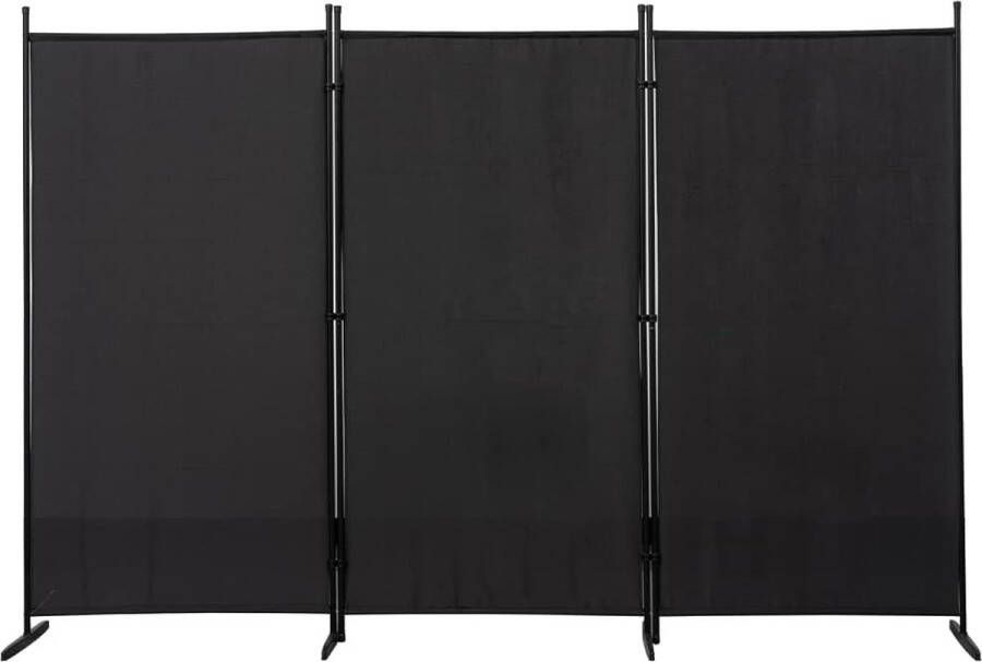 Room Divider Extra Long Screen 3-Piece Privacy Screen Foldable with Metal Frame Polyester Blend for Living Room Bedroom Kitchen Office Balcony Garden Black 260 x 176 cm