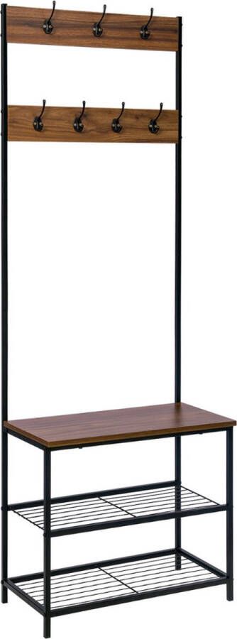 RoomRevive Kapstok Loftstijl Kapstokmeubel Gangkast -Halkast -Schoenen opbergen -Industrial style -wardrobe -Luxe Kapstok Jassen ophangen Hout Staal Kapstok