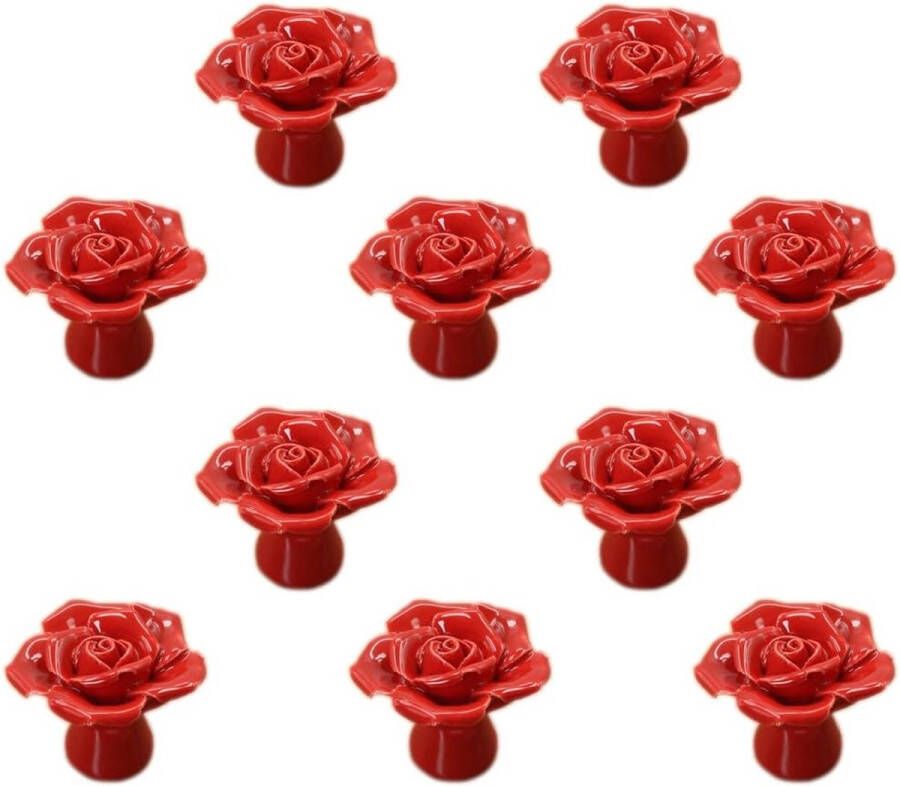 Rose Keramiek Knop Dressoir Kast Ladehandgrepen 10-pack Rood