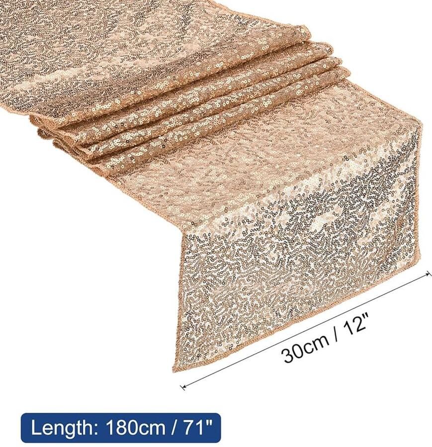 Roségouden tafelloper glanzende pailletten 1 stuk 180 x 30 cm
