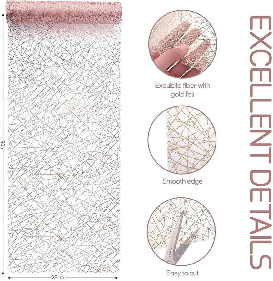 Roségouden Tafelloper Versiering voor Feesten 1 stuk 28 cm x 30 m