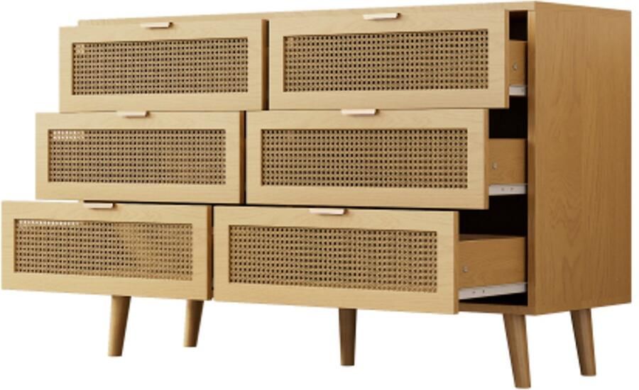 Rotan ladekast met 6 laden dressoir voor slaapkamers woonkamers kantoren B120 H76 5 D40 cm