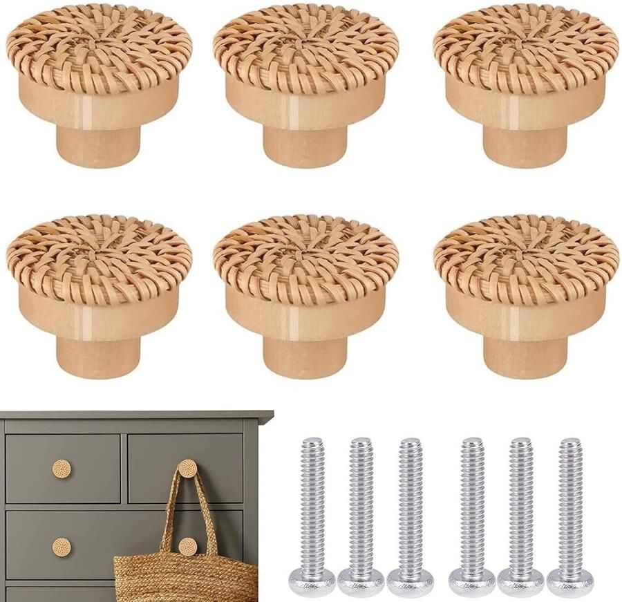 Rotan Meubelknoppen Boho Deco 6 stuks