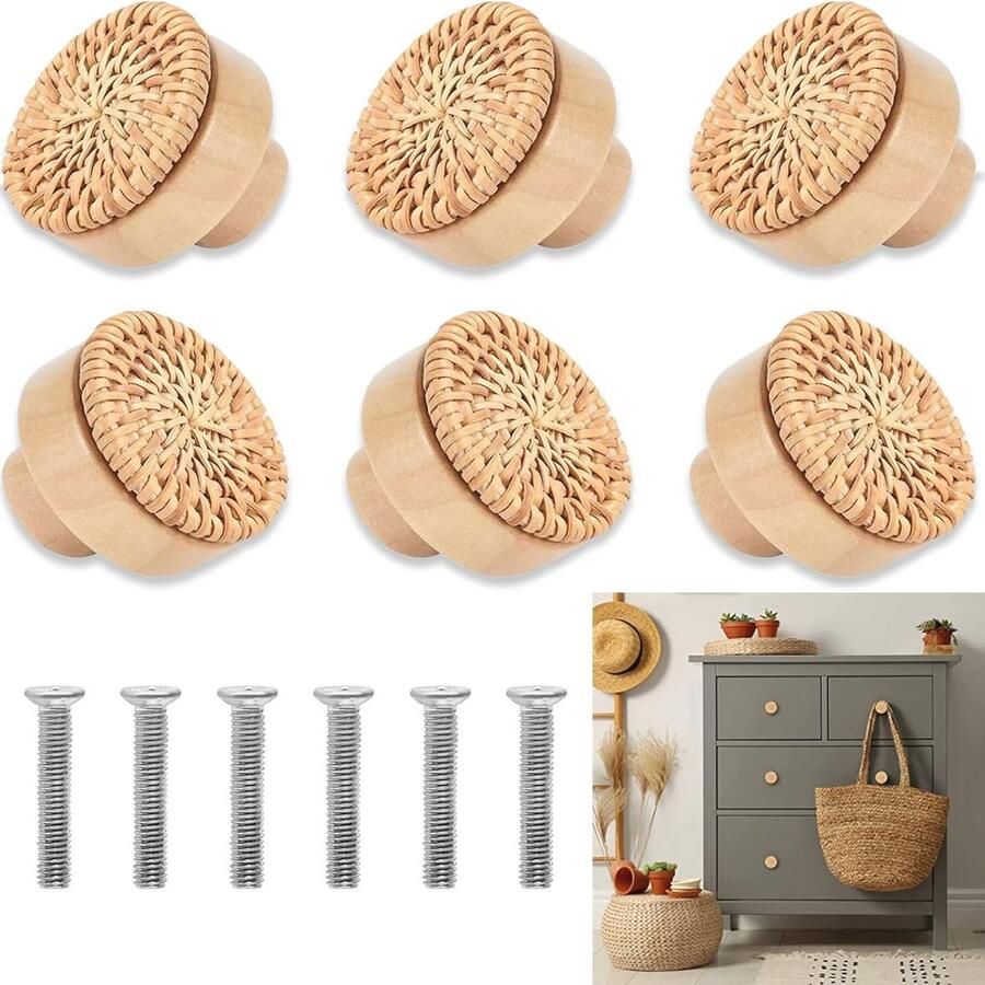 Rotan Meubelknoppen voor Dressoirs en Ladekasten Boho Decoratie