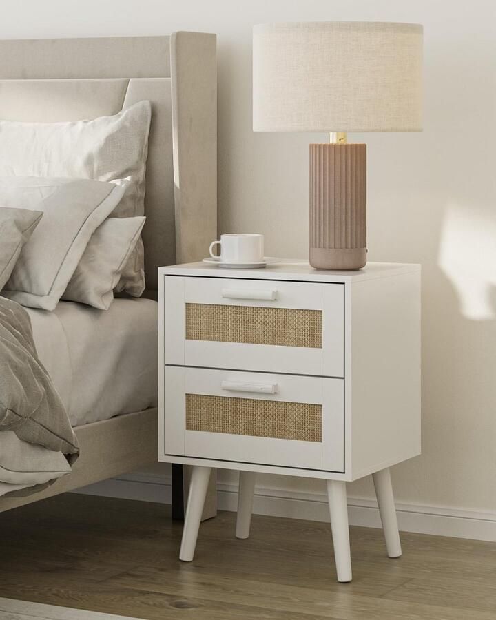 Rotan nachtkastje boerderijstijl multifunctioneel 1 stuk houtkleurig