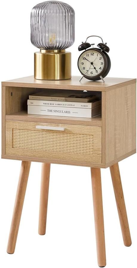 Rotan nachtkastje Boho stijl Hout en rotan 1 stuk